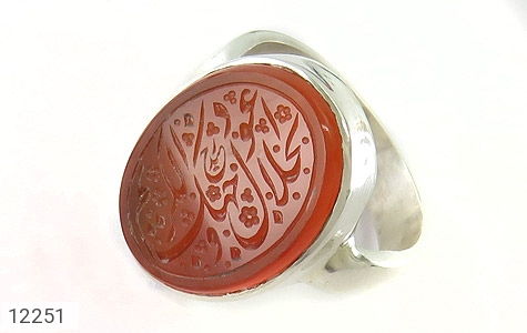 انگشتر نقره عقیق یمنی قرمز فاخر مردانه دست ساز [اعوذ بجلال وجهک الکریم] - 12251